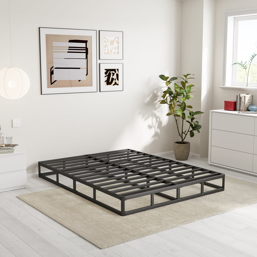 Ressort métallique à profil bas de 5 pouces, structure robuste avec revêtement gris.