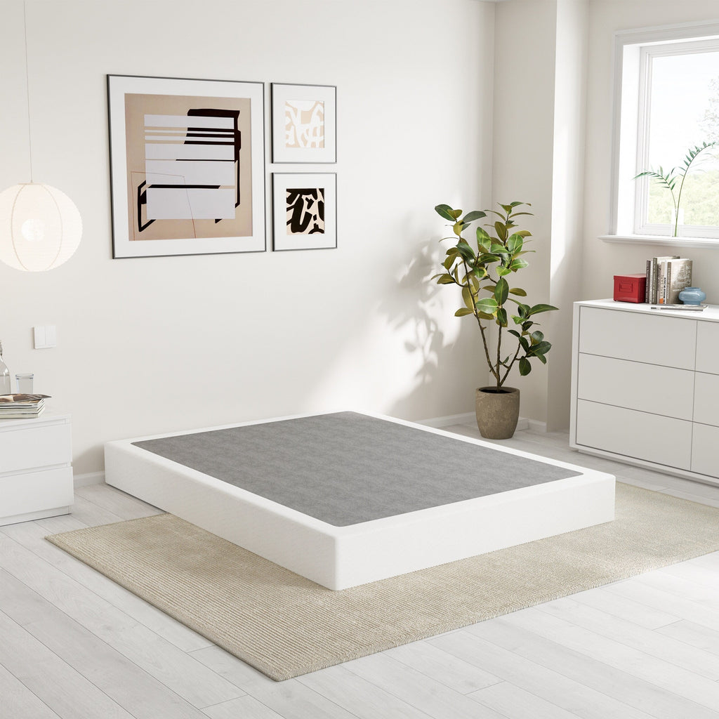 Ressort métallique à profil bas de 5 pouces, structure robuste avec revêtement gris.