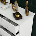 Commode de chambre à coucher double de 135 cm de large avec tiroirs de rangement