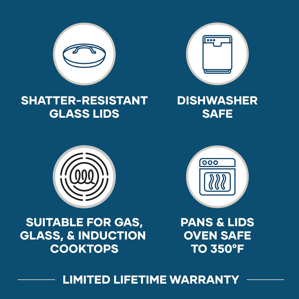 Ensemble de casseroles et poêles en acier inoxydable Farberware Brilliance, 10 pièces