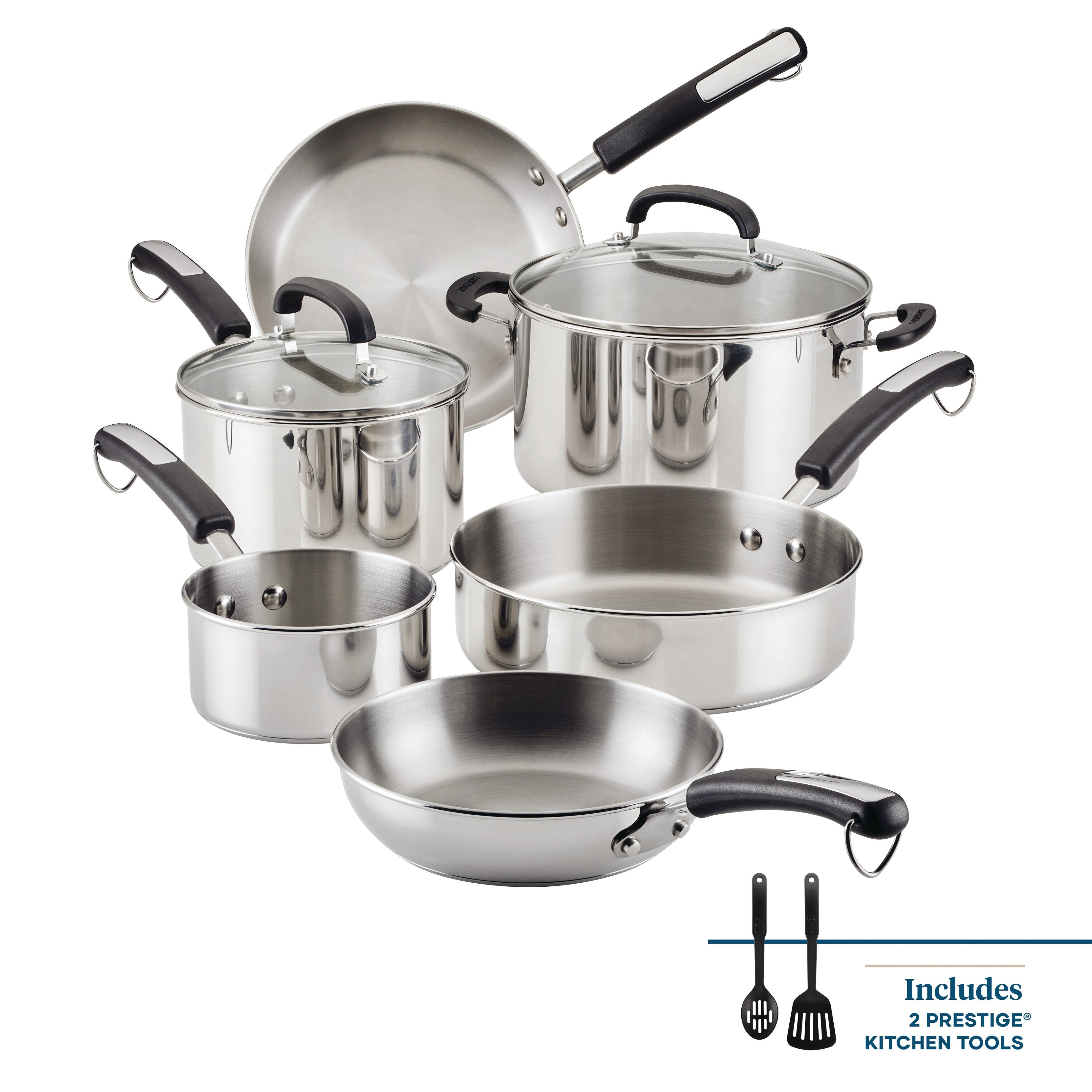 Ensemble de casseroles et poêles en acier inoxydable Farberware Brilliance, 10 pièces