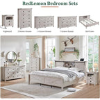 Commode haute de style farmhouse à 5 tiroirs, 48 pouces, en bois, pour chambre à coucher