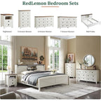 Commode haute de style farmhouse à 5 tiroirs, 48 pouces, en bois, pour chambre à coucher