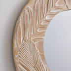 Miroir mural rond en bois sculpté style farmhouse - 71 x 71 cm