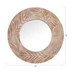 Miroir mural rond en bois sculpté style farmhouse - 71 x 71 cm