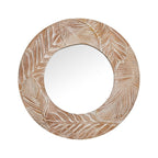 Miroir mural rond en bois sculpté style farmhouse - 71 x 71 cm