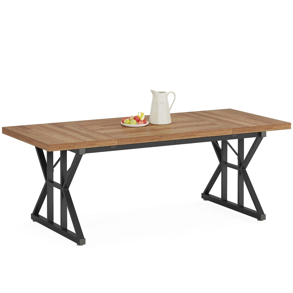 Table de salle à manger de style farmhouse pour 6 personnes, table de cuisine rectangulaire en bois de 70,8 pouces