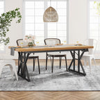Table de salle à manger de style farmhouse pour 6 personnes, table de cuisine rectangulaire en bois de 70,8 pouces