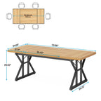 Table de salle à manger de style farmhouse pour 6 personnes, table de cuisine rectangulaire en bois de 70,8 pouces