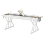 Table de salle à manger de style farmhouse pour 6 personnes, table de cuisine rectangulaire en bois de 70,8 pouces