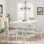 Table de salle à manger de style farmhouse pour 6 personnes, table de cuisine rectangulaire en bois de 70,8 pouces