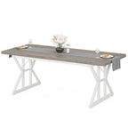 Table de salle à manger de style farmhouse pour 6 personnes, table de cuisine rectangulaire en bois de 70,8 pouces