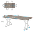 Table de salle à manger de style farmhouse pour 6 personnes, table de cuisine rectangulaire en bois de 70,8 pouces