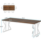 Table de salle à manger de style farmhouse pour 6 personnes, table de cuisine rectangulaire en bois de 70,8 pouces