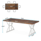 Table de salle à manger de style farmhouse pour 6 personnes, table de cuisine rectangulaire en bois de 70,8 pouces