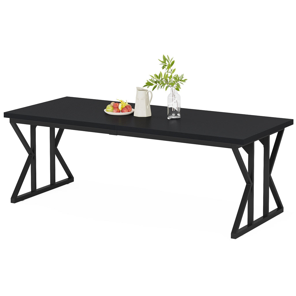 Table de salle à manger de style farmhouse pour 6 personnes, table de cuisine rectangulaire en bois de 70,8 pouces