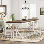 Table de salle à manger de style farmhouse pour 6 personnes, table de cuisine rectangulaire en bois de 70,8 pouces