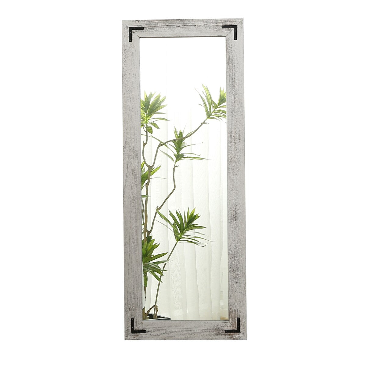 Grand miroir mural en bois rustique style farmhouse - 65x24
