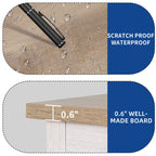 Meuble TV style farmhouse pour téléviseur jusqu'à 65 pouces avec portes et étagères ouvertes, console multimédia et prise de courant.