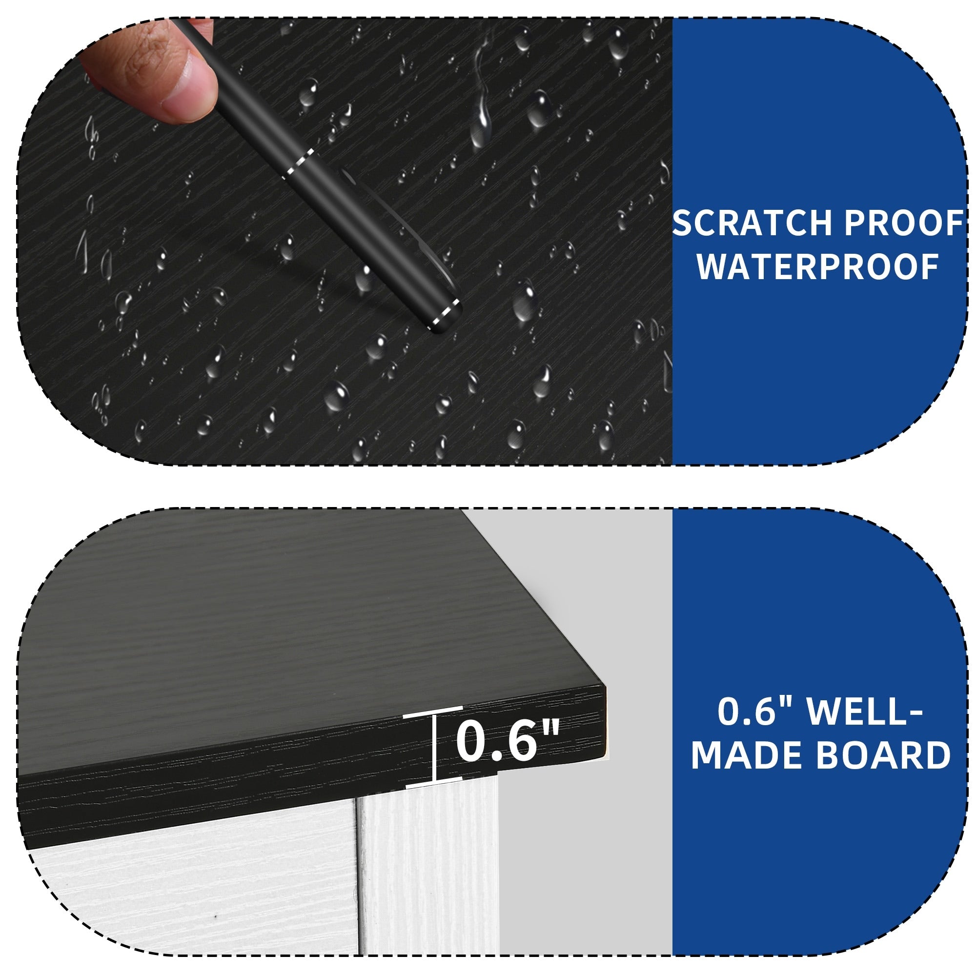 Meuble TV style farmhouse pour téléviseur jusqu'à 65 pouces avec portes et étagères ouvertes, console multimédia et prise de courant.