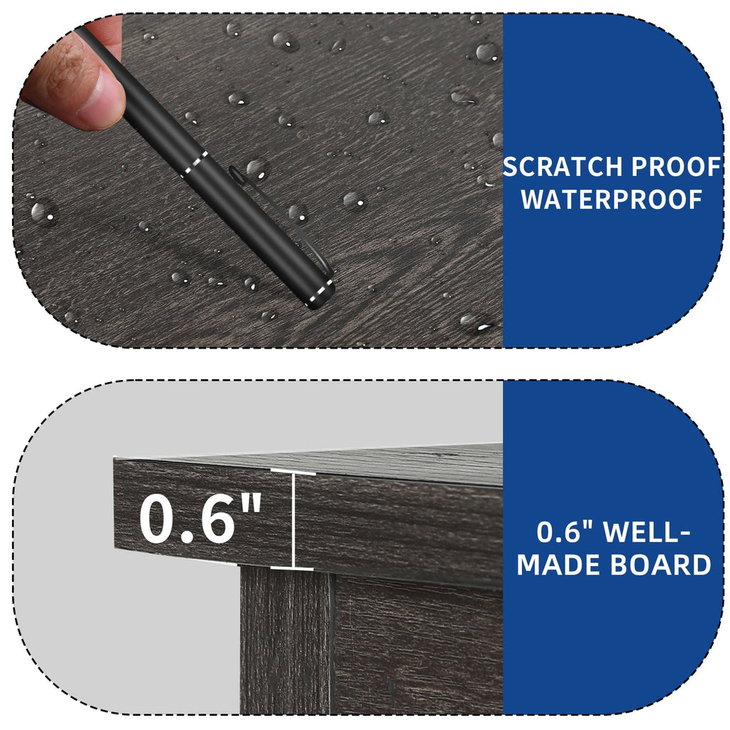 Meuble TV style farmhouse pour téléviseur jusqu'à 65 pouces avec portes et étagères ouvertes, console multimédia et prise de courant.