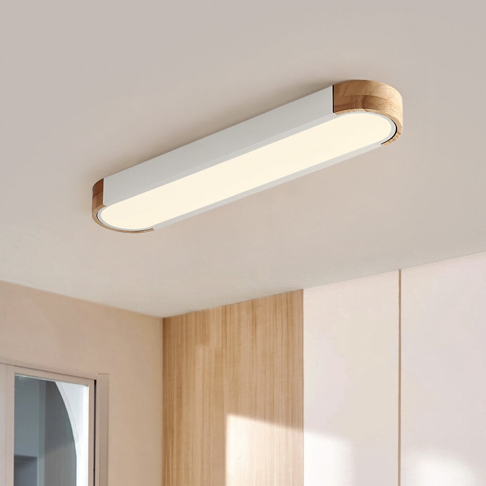 Éclairage encastré ovale allongé en bois style farmhouse, LED dimmable - 37 3000k/6000k