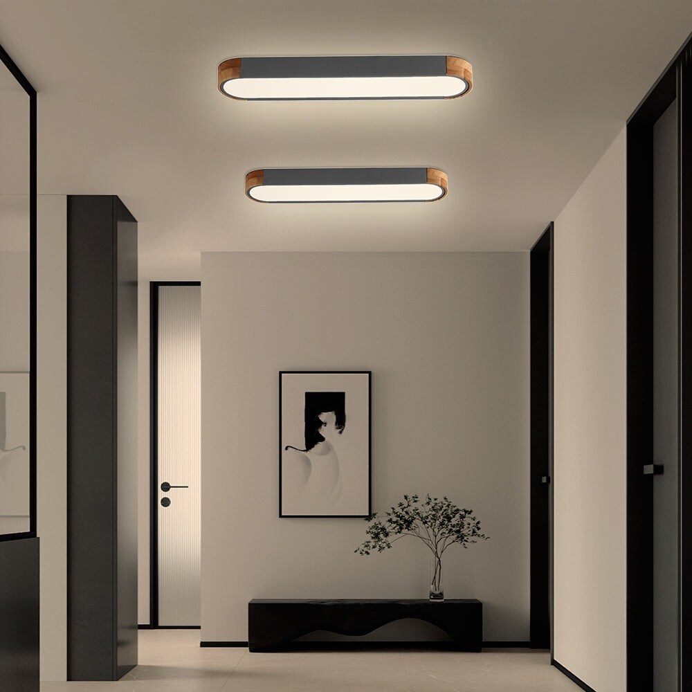Éclairage encastré ovale allongé en bois style farmhouse, LED dimmable - 37 3000k/6000k