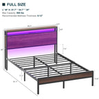 Cadre de lit plateforme en bois de style farmhouse avec station de recharge et lumières LED