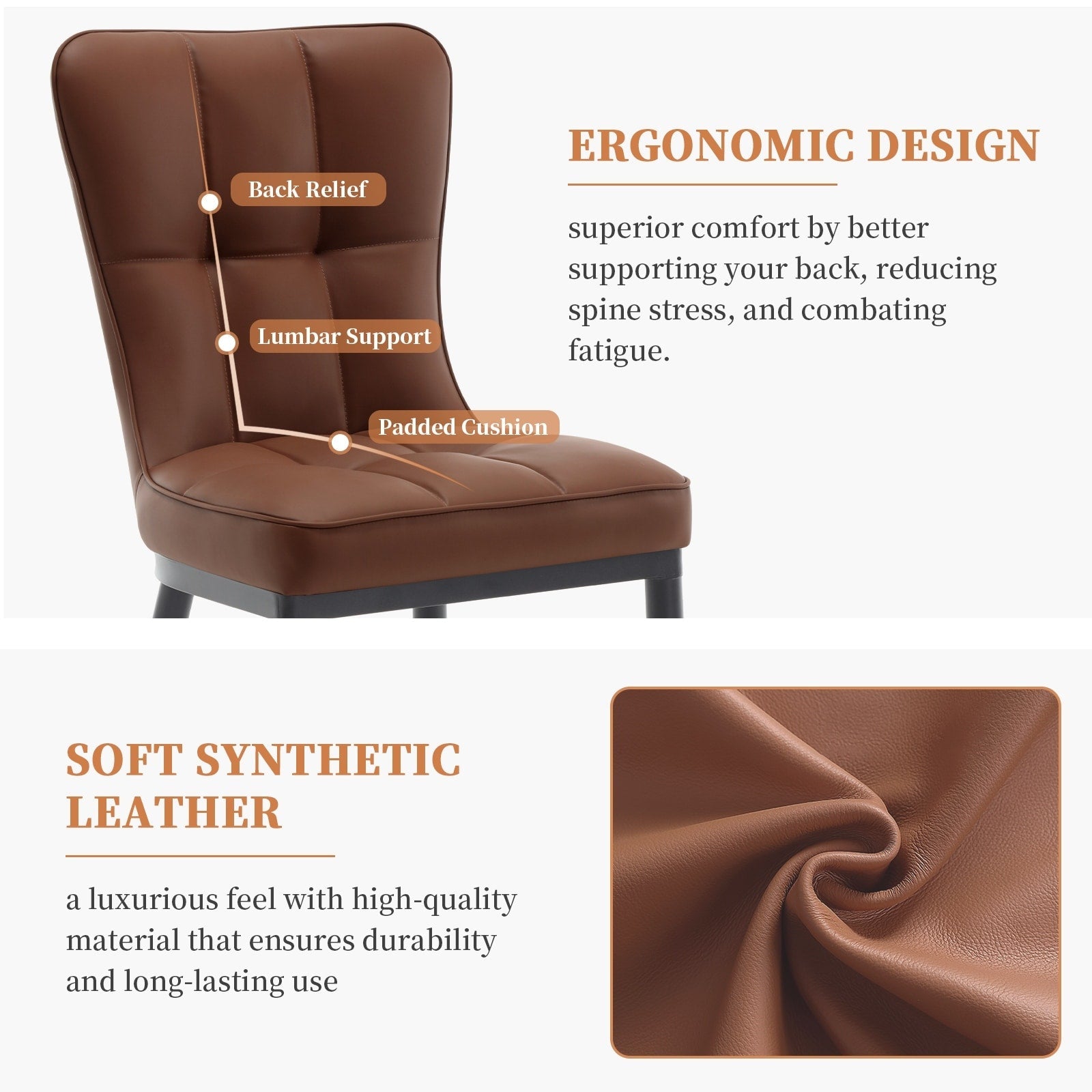 Lot de 2/4 chaises de salle à manger recouvertes de simili cuir