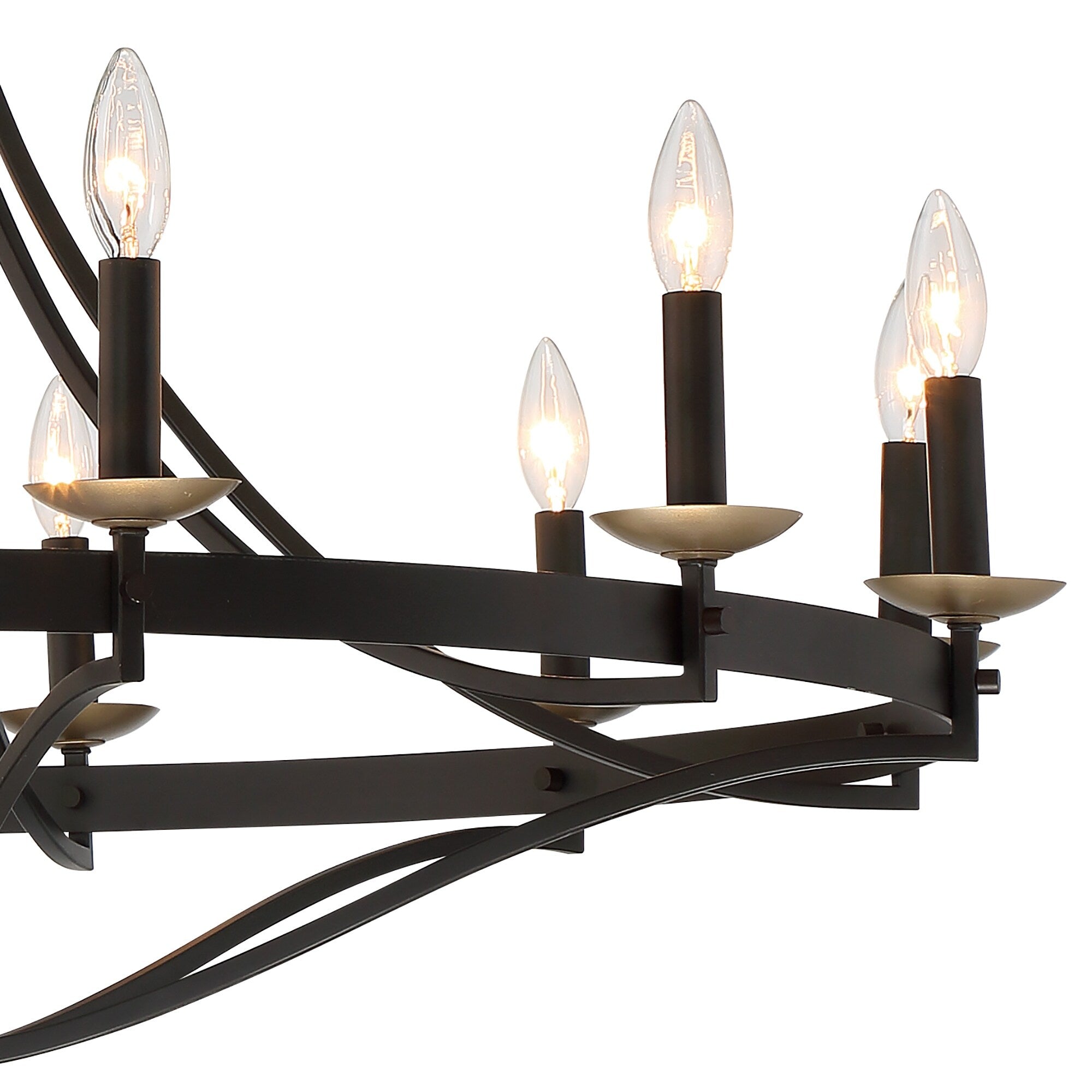 Luminaire à 12 lumières Fidenza, style ferme moderne, en forme de roue de chariot d'empire, avec certification UL - Diamètre 40'' * Hauteur 135''