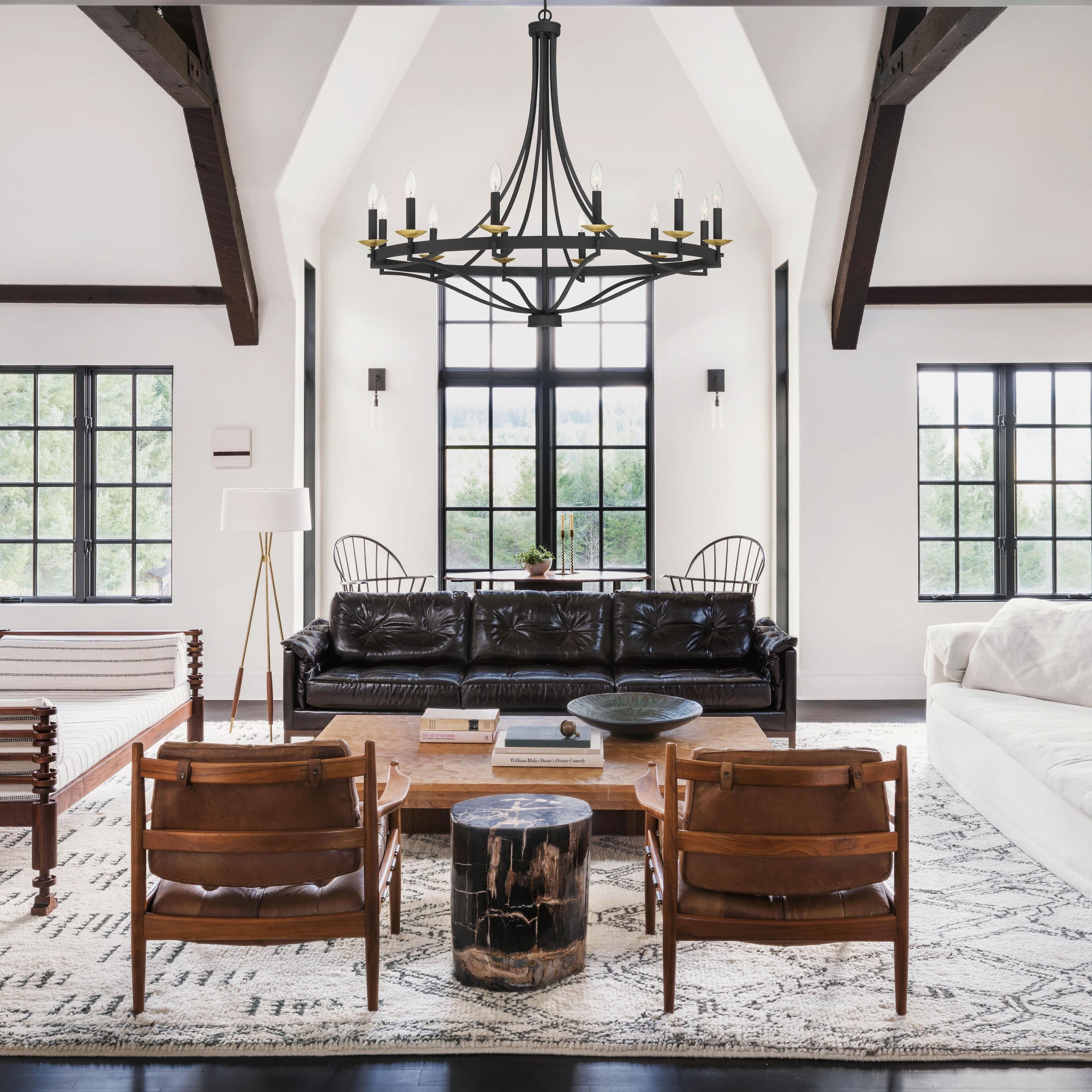 Luminaire à 12 lumières Fidenza, style ferme moderne, en forme de roue de chariot d'empire, avec certification UL - Diamètre 40'' * Hauteur 135''