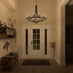 Luminaire à 12 lumières Fidenza, style ferme moderne, en forme de roue de chariot d'empire, avec certification UL - Diamètre 40'' * Hauteur 135''