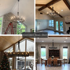 Luminaire à 12 lumières Fidenza, style ferme moderne, en forme de roue de chariot d'empire, avec certification UL - Diamètre 40'' * Hauteur 135''