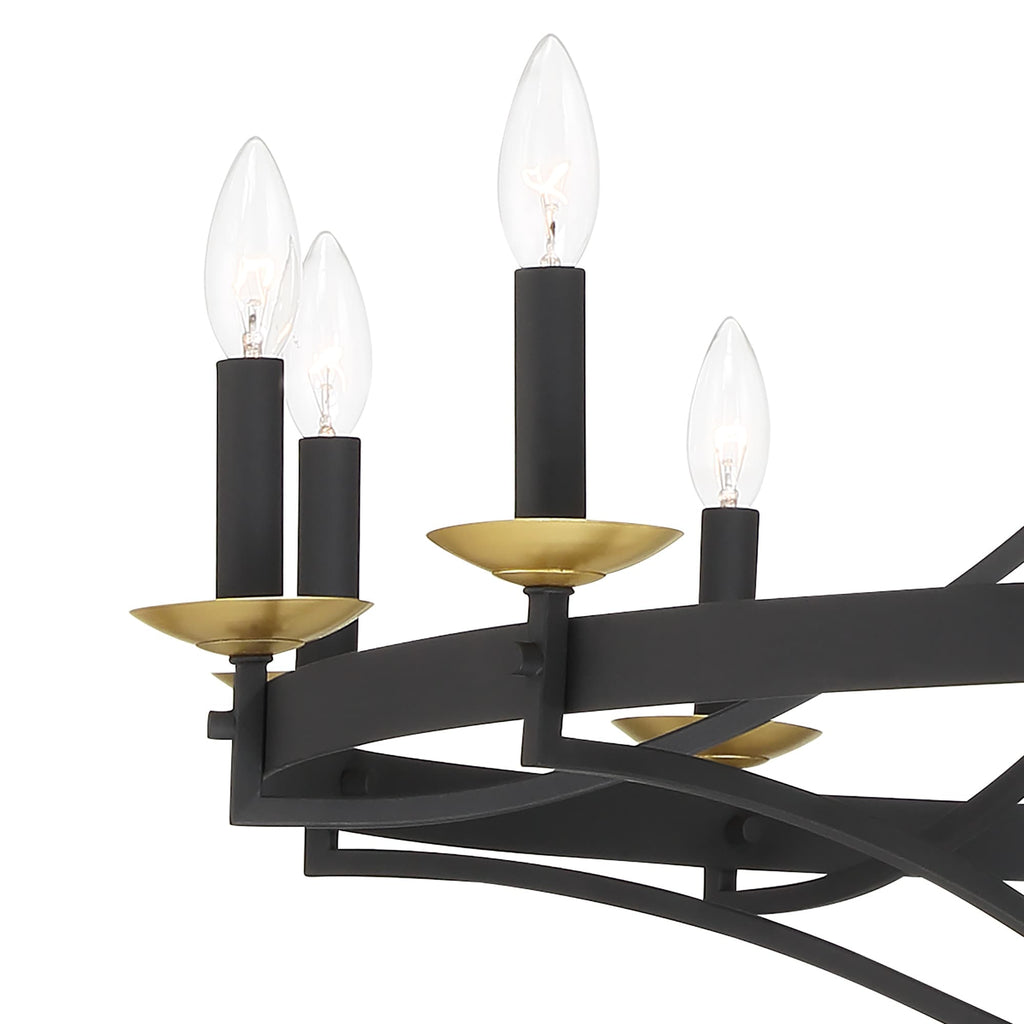 Luminaire à 12 lumières Fidenza, style ferme moderne, en forme de roue de chariot d'empire, avec certification UL - Diamètre 40'' * Hauteur 135''