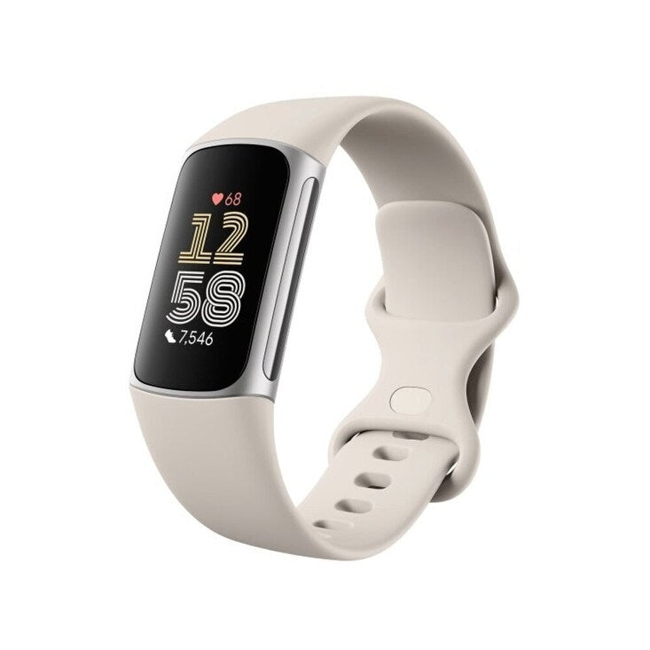 Fitbit Charge 6, tracker d'activité physique, finition porcelaine/aluminium argenté