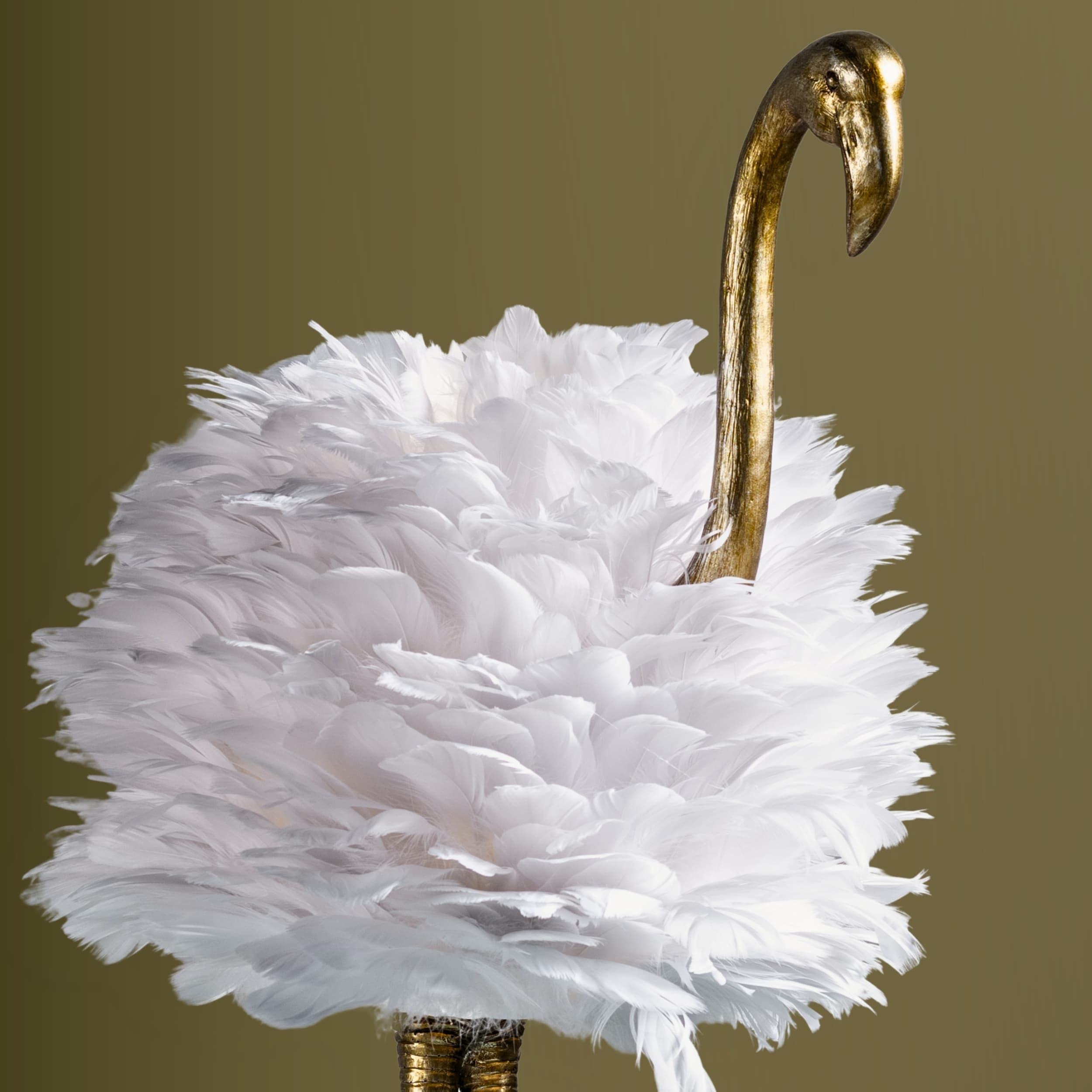 Lampe de table Flamant rose - Blanc et Or - 30,5 H - 30H x 19L x 14P