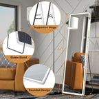 Grand miroir de sol avec éclairage LED, miroir pleine longueur 64 x 21 pouces avec support, miroir mural suspendu, miroir corps entier.