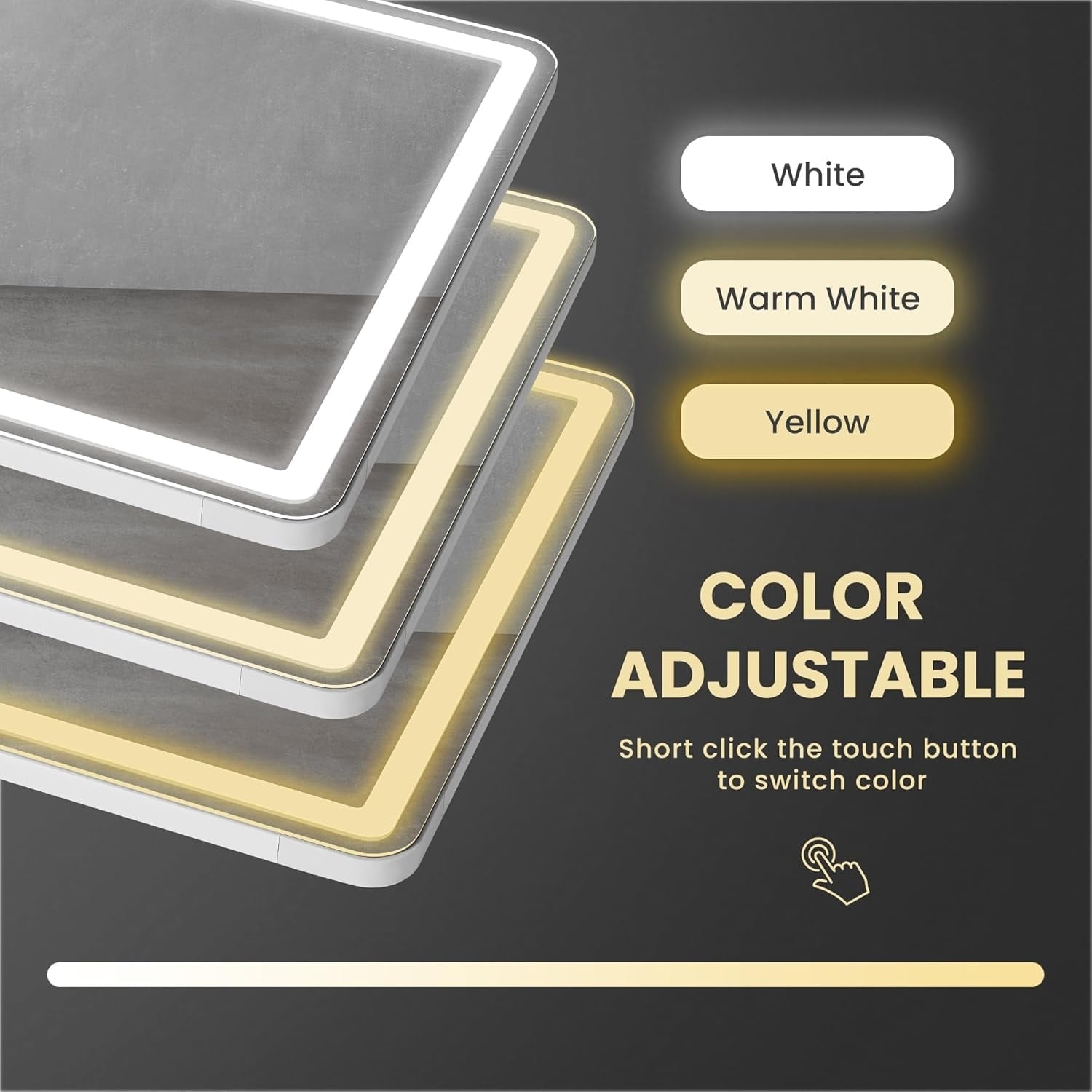 Grand miroir mural avec éclairage LED, miroir pleine longueur 64 x 21 pouces avec support, miroir suspendu, miroir mural, miroir pour corps entier.