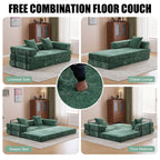 Canapé-lit de sol convertible avec dossier à coussins en tissu chenille pour salon et chambre à coucher