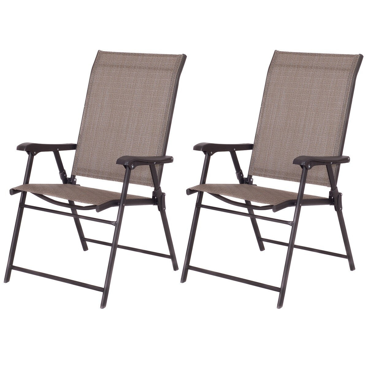 Ensemble de 2 fauteuils pliants marron pour terrasse