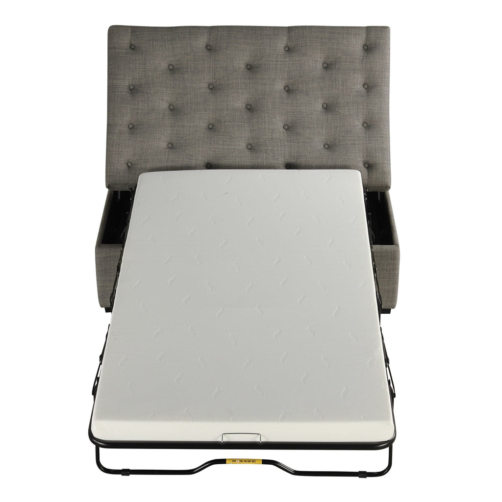 Canapé-lit pliant, pouf de 126 cm avec matelas à mémoire de forme et capitonnage.