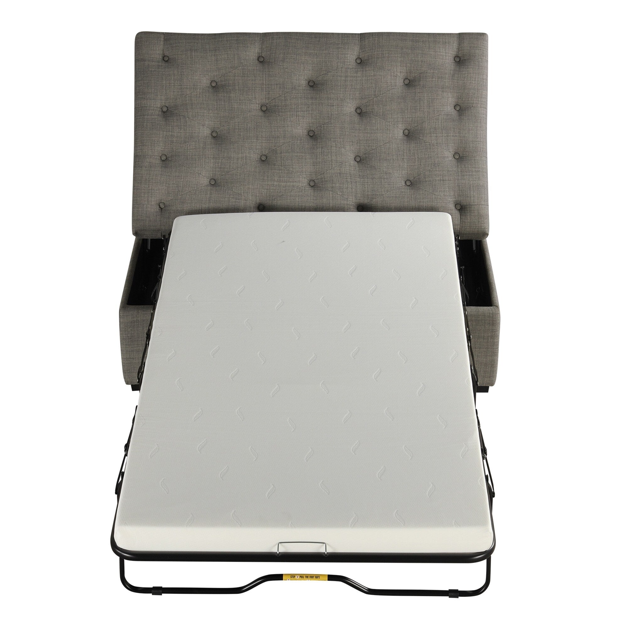 Canapé-lit pliant, pouf de 126 cm avec matelas à mémoire de forme et capitonnage.