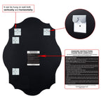 Miroir mural rectangulaire élégant à bords biseautés et festonnés, sans cadre.