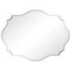 Miroir mural rectangulaire élégant à bords biseautés et festonnés, sans cadre.