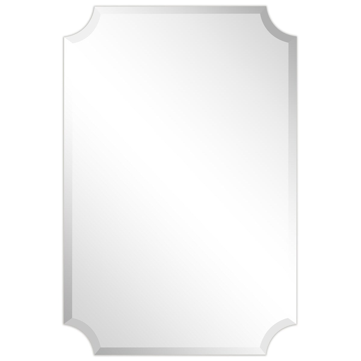 Miroir mural rectangulaire sans cadre, à bords évidés et biseautés, pour salle de bain, meuble-lavabo, chambre à coucher, bord biseauté de 1 côté - Transparent