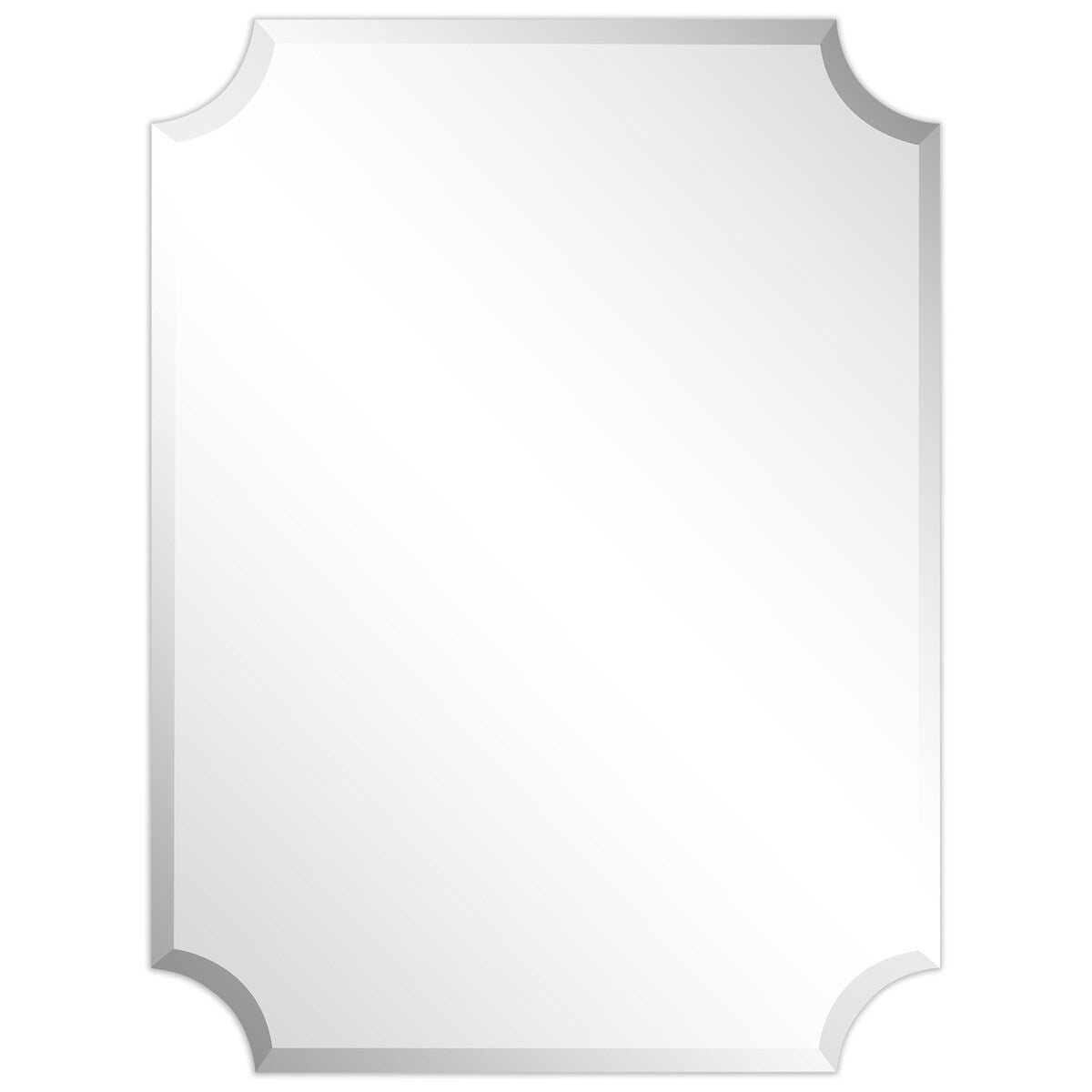 Miroir mural rectangulaire sans cadre, à bords évidés et biseautés, pour salle de bain, meuble-lavabo, chambre à coucher, bord biseauté de 1 côté - Transparent