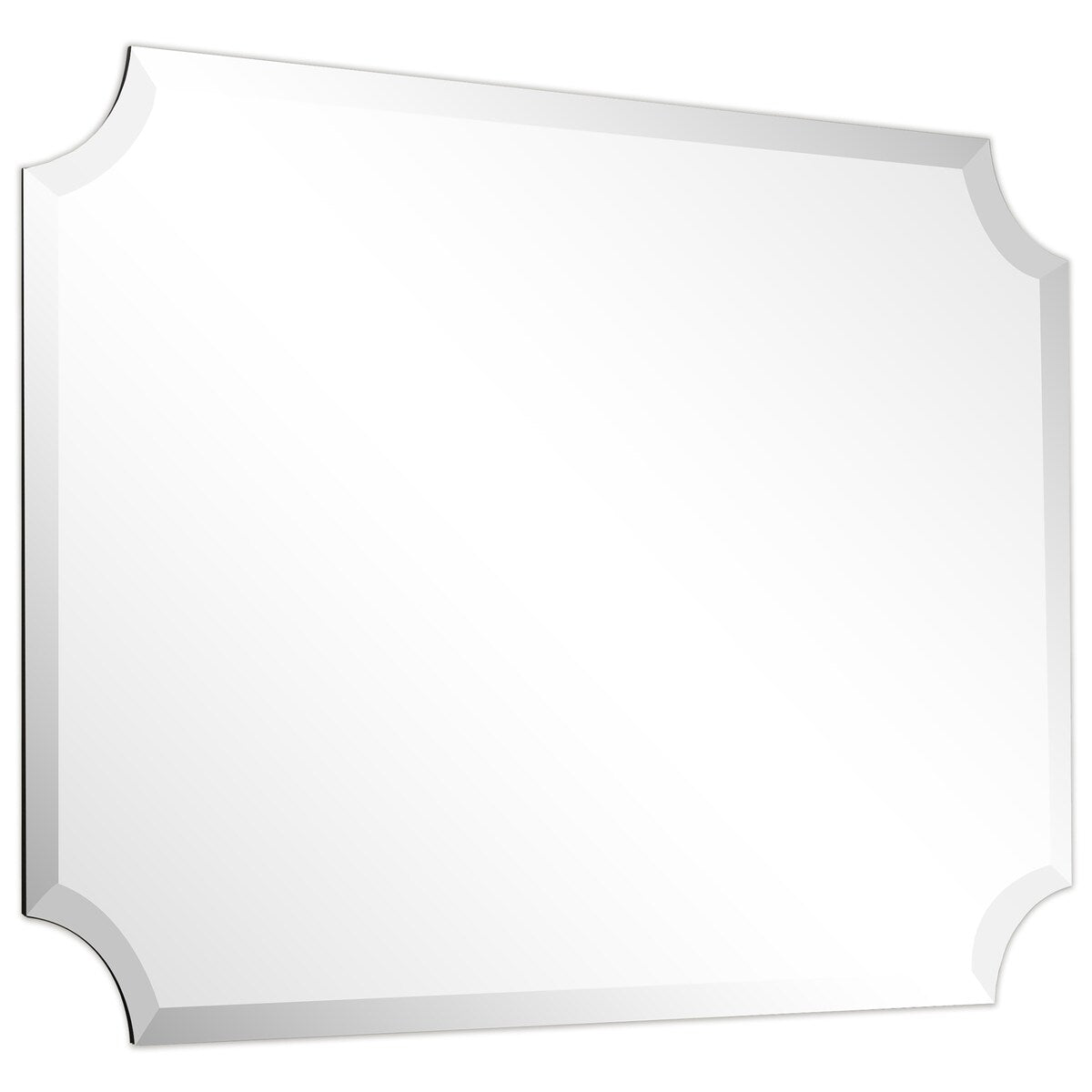 Miroir mural rectangulaire sans cadre, à bords évidés et biseautés, pour salle de bain, meuble-lavabo, chambre à coucher, bord biseauté de 1 côté - Transparent