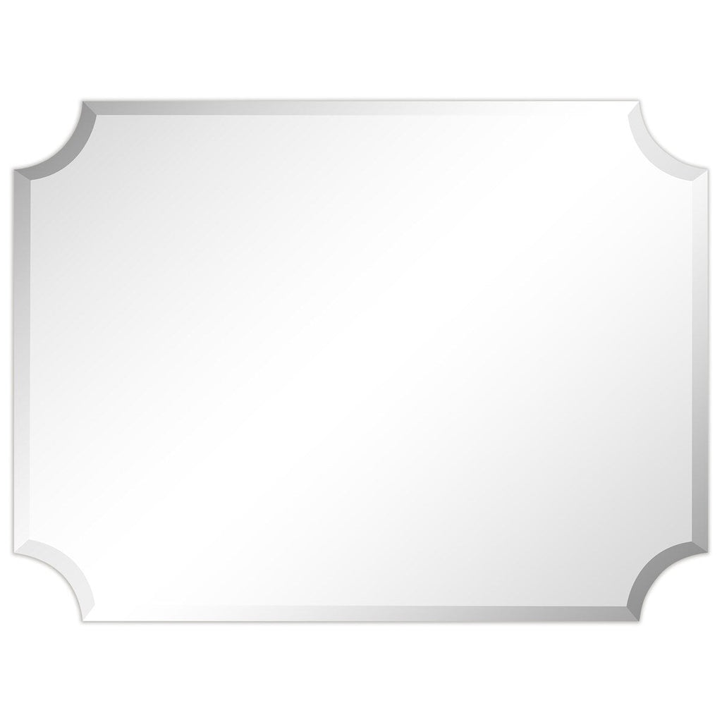 Miroir mural rectangulaire sans cadre, à bords évidés et biseautés, pour salle de bain, meuble-lavabo, chambre à coucher, bord biseauté de 1 côté - Transparent