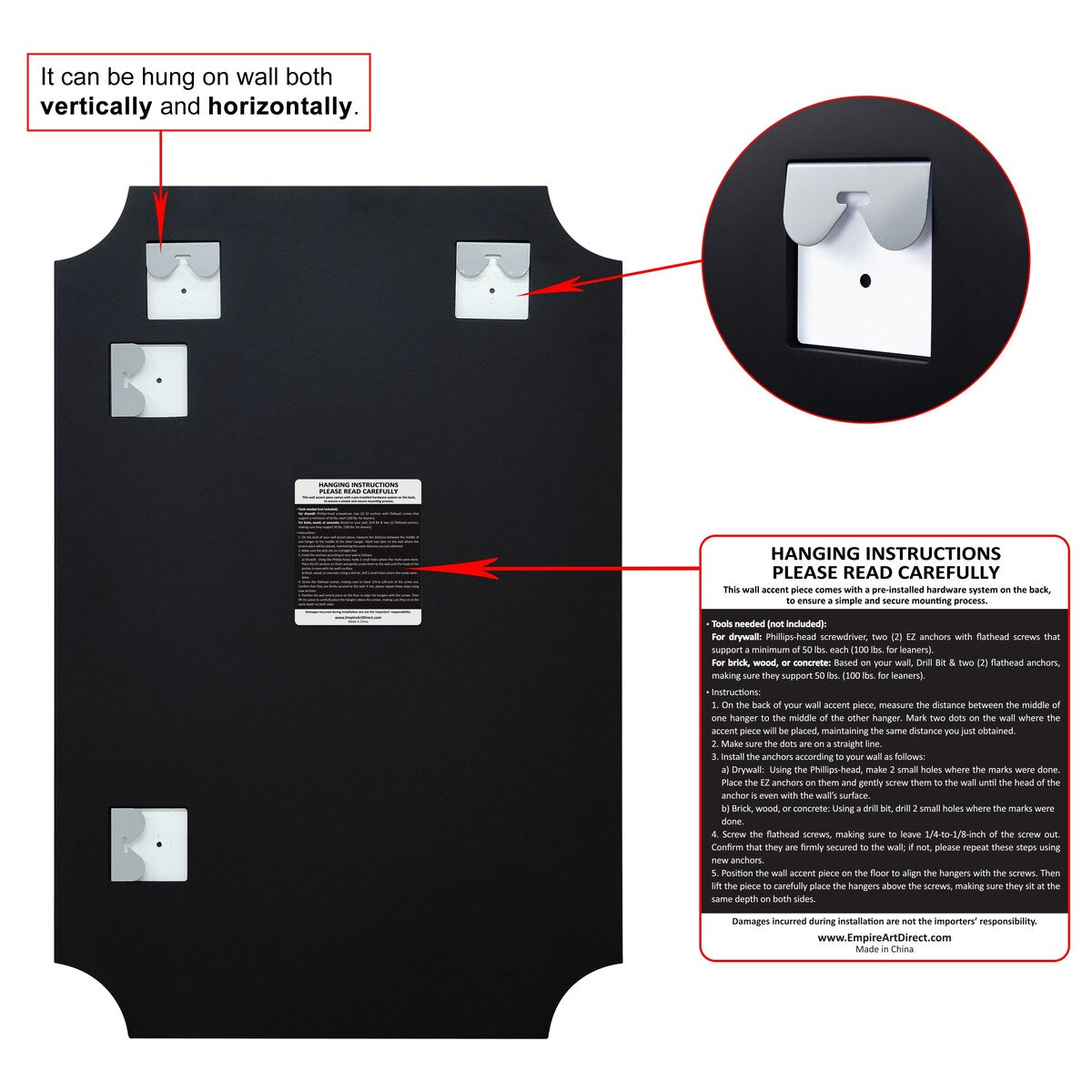 Miroir mural rectangulaire sans cadre, à bords évidés et biseautés, pour salle de bain, meuble-lavabo, chambre à coucher, bord biseauté de 1 côté - Transparent