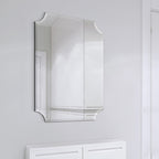 Miroir mural rectangulaire sans cadre, à bords évidés et biseautés, pour salle de bain, meuble-lavabo, chambre à coucher, bord biseauté de 1 côté - Transparent